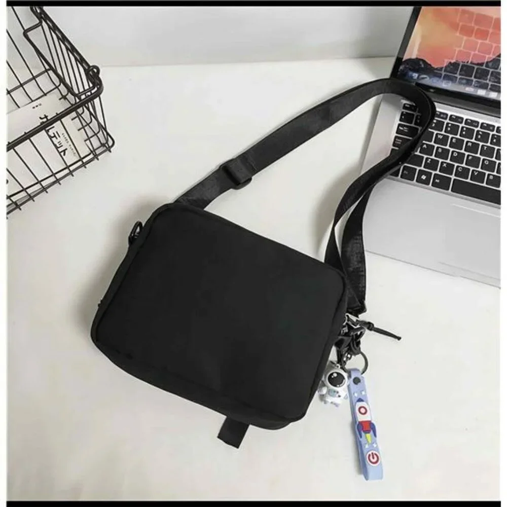 Black crossbody messenger sling shoulder bag for men travel work casual lightwei